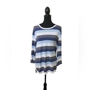 MARKET & SPRUCE Women Tee Long-Sleeve Size XXL Striped Casual Preppy Oversized